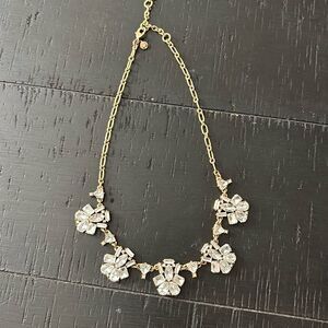 J Crew Venus Flytrap Clear Cluster Crystal Gold-Tone Necklace Rhinestone​​